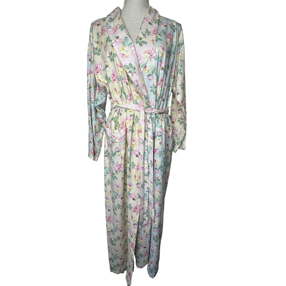 Sara Beth‎ Cotton Floral Robe Medium Yellow/Blue